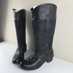 UGG Australia Cassis Lodge Black Leather/Suede Western Riding Boots Women's‎ 6.5